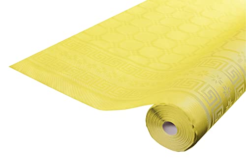 Pronappe Tischdecke R480620I 12er Pack Einweg-Tischdecken aus Damastpapier Länge 6m Breite 1,20m (pro Rolle) Farbe gelb Damastpapier mit universellem Muster schick und klassisch von Pro Nappe