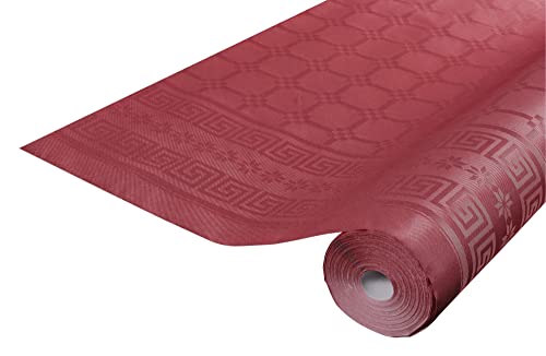 Pronappe Tischdecke R480622I 12er Pack Einweg-Tischdecken aus Damastpapier Länge 6m Breite 1,20m (pro Rolle) Farbe Bordeaux Damastpapier mit universellem Muster schick und klassisch von Pro Nappe