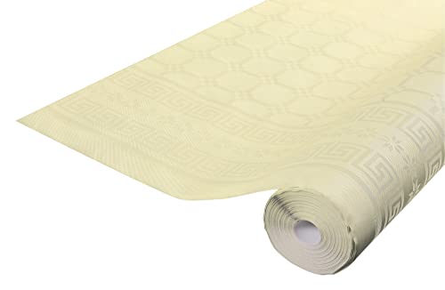 Pronappe Tischdecke R480624I 12er Pack Einweg-Tischdecken aus Damastpapier Länge 6m Breite 1,20m (pro Rolle) Farbe Elfenbein Damastpapier mit universellem Muster schick und klassisch von Pro Nappe