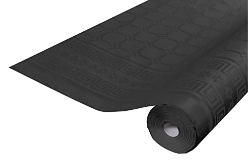 Pronappe Tischdecke R480634I 12er Pack Einweg-Tischdecken aus Damastpapier Länge 6m Breite 1,20m (pro Rolle) Farbe Schwarz Damastpapier mit schickem und klassischem Universalmotiv von Pro Nappe