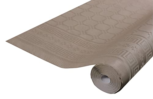 Pronappe Tischdecke R480650I 12er Pack Einweg-Tischdecken aus Damastpapier Länge 6m Breite 1,20m (pro Rolle) Farbe Taupe Damastpapier mit universellem Muster schick und klassisch von Pro Nappe