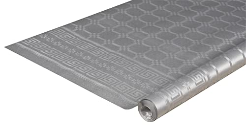 Pronappe Tischdecke R480652I 12er Pack Einweg-Tischdecken aus Damastpapier Länge 6m Breite 1,20m (pro Rolle) Farbe Silber Damastpapier mit universellem Muster schick und klassisch von Pro Nappe