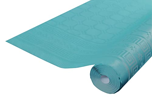 Pronappe Tischdecke R480684I 12er Pack Einweg-Tischdecken aus Damastpapier Länge 6m Breite 1,20m (pro Rolle) Farbe Entenblau Damastpapier mit universellem Muster schick und klassisch von Pro Nappe