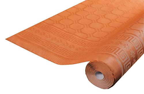 Pronappe Tischdecke R480685I 12er Pack Einweg-Tischdecken aus Damastpapier Länge 6m Breite 1,20m (pro Rolle) Farbe Mandarine Damastpapier mit universellem Muster schick und klassisch von Pro Nappe