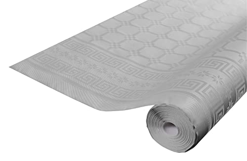 Pronappe Tischdecke R480613I 12er Pack Einweg-Tischdecken aus Damastpapier Länge 6m Breite 1,20m (pro Rolle) Farbe grau Damastpapier mit universellem Muster schick und klassisch von Pro Nappe