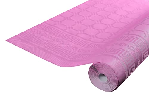 Pronappe Tischdecke R482514I Einweg-Tischdecke aus Damastpapier Länge 25m Breite 1,20m (pro Rolle) Farbe Bonbonrosa Damastpapier mit schickem und klassischem Universalmuster von Pro Nappe