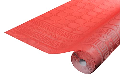 Pronappe Tischdecke R482521I Einweg-Tischdecke aus Damastpapier Länge 25m Breite 1,20m (pro Rolle) Farbe Rot Damastpapier mit schickem und klassischem Universalmuster von Pro Nappe
