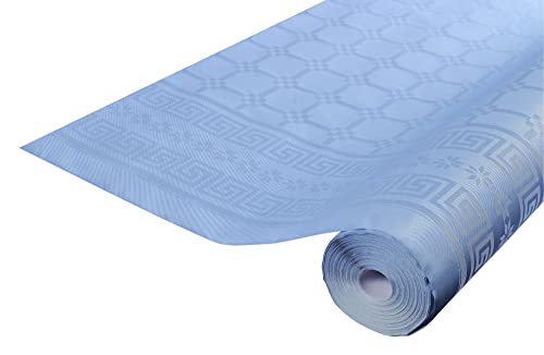 Pronappe Tischdecke R485015I Einweg-Tischdecke aus Damastpapier Länge 50m Breite 1,20m (pro Rolle) Farbe hellblau Damastpapier mit schickem und klassischem Universalmuster von Pro Nappe