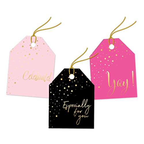 Pro Supply Global Vorbespannter Geschenkanhänger, Sortimentspackung, goldfarbenes Konfetti, 24 Stück von Pro Supply Global