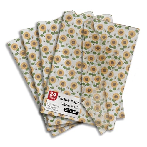 Seidenpapier mit Sonnenblumen und Bienen, bedrucktes Seidenpapier, dekoratives Seidenpapier für Decoupage, florales Seidenpapier, Frühling/Sommer, 24 Blatt 50,8 x 76,2 cm Seidenpapier mit Sonnenblumen und Bienen, bedrucktes Seidenpapier, dekoratives Seidenpapier für Decoupage, florales Seidenpapier, Frühling/Sommer, 24 Blatt 50,8 x 76,2 cm von Pro Supply Global