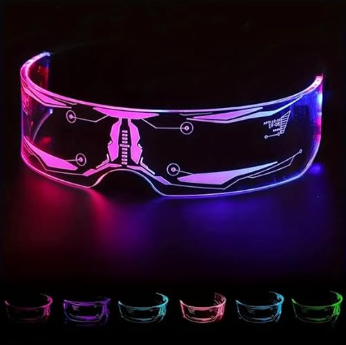 Cyberspace Leuchtende LED Party Visier Brille - Dual Controls 7 Farben 5 Modi Futuristisch Cool Sportlich Halloween Festival Karneval Party Prop Raves Disco Club Dance Fashion Glow in Dark von ProBytes