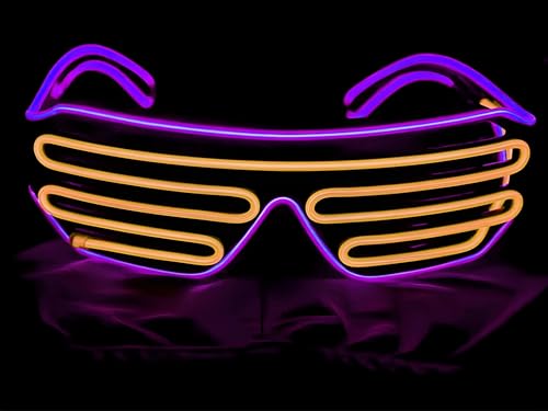 ProBytes Leuchtende LED-Brille für Partys, 3 Modi, beleuchtete Schattierungen, Konzerte, DJ, Club, Disco, Rave, Themenparty, Weihnachten, Halloween, Karneval, Festival, Neujahr, Uni (Gelb und Lila) von ProBytes