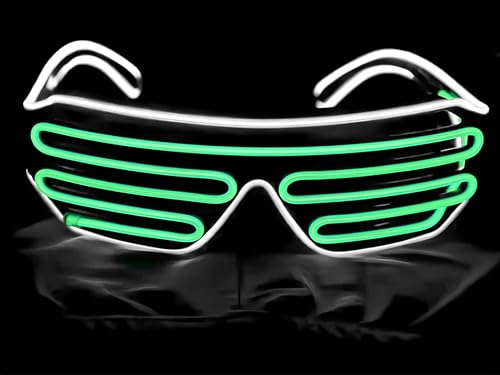 ProBytes Leuchtende LED-Brille für Partys, 3 Modi, beleuchtete Schattierungen, Konzerte, DJ, Club, Disco, Rave, Themenparty, Weihnachten, Halloween, Karneval, Festival, Neujahr, Uni (Grün und Weiß) ProBytes Leuchtende LED-Brille für Partys, 3 Modi, beleuchtete Schattierungen, Konzerte, DJ, Club, Disco, Rave, Themenparty, Weihnachten, Halloween, Karneval, Festival, Neujahr, Uni (Grün und Weiß) von ProBytes