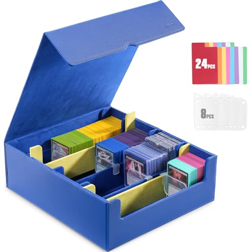 ProCase 4 Slot Sammelkarten-Aufbewahrungsbox mit Abnehmbare Trennwand, Magnetverschluss Deck Box für Magnetkartenhalter, MTG, TCG, Toploader, Yugioh, Sportkarten -Blau von ProCase