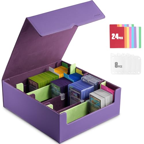 ProCase 4 Slot Sammelkarten-Aufbewahrungsbox mit Abnehmbare Trennwand, Magnetverschluss Deck Box für Magnetkartenhalter, MTG, TCG, Toploader, Yugioh, Sportkarten -Lila von ProCase