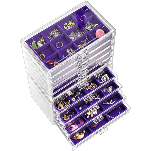 ProCase Acryl Schmuck Organizer Schmuckschatulle für Damen Durchsichtige Schmuckaufbewahrung Schmuckkästchen Schmuckbox mit 10 Schubladen für Ohrringe, Ringe, Armbänder -Lila ProCase Acryl Schmuck Organizer Schmuckschatulle für Damen Durchsichtige Schmuckaufbewahrung Schmuckkästchen Schmuckbox mit 10 Schubladen für Ohrringe, Ringe, Armbänder -Lila von ProCase