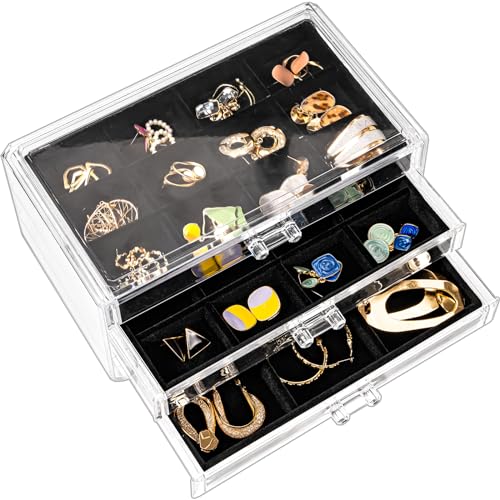 ProCase Acryl Schmuck Organizer Schmuckschatulle für Damen Durchsichtige Schmuckaufbewahrung Schmuckkästchen Schmuckbox mit 3 Schubladen für Ohrringe, Ringe, Armbänder -Schwarz ProCase Acryl Schmuck Organizer Schmuckschatulle für Damen Durchsichtige Schmuckaufbewahrung Schmuckkästchen Schmuckbox mit 3 Schubladen für Ohrringe, Ringe, Armbänder -Schwarz von ProCase