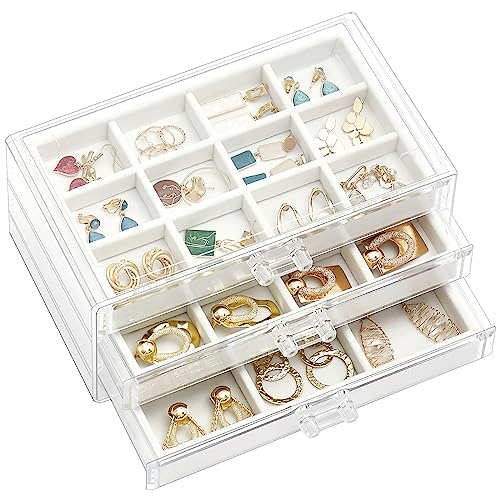 ProCase Acryl Schmuck Organizer Schmuckschatulle für Damen Durchsichtige Schmuckaufbewahrung Schmuckkästchen Schmuckbox mit 3 Schubladen für Ohrringe, Ringe, Armbänder -Weiß ProCase Acryl Schmuck Organizer Schmuckschatulle für Damen Durchsichtige Schmuckaufbewahrung Schmuckkästchen Schmuckbox mit 3 Schubladen für Ohrringe, Ringe, Armbänder -Weiß von ProCase