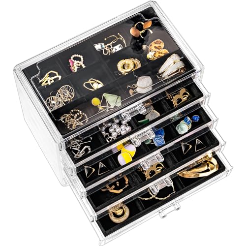 ProCase Acryl Schmuck Organizer Schmuckschatulle für Damen Durchsichtige Schmuckaufbewahrung Schmuckkästchen Schmuckbox mit 5 Schubladen für Ohrringe, Ringe, Armbänder -Schwarz ProCase Acryl Schmuck Organizer Schmuckschatulle für Damen Durchsichtige Schmuckaufbewahrung Schmuckkästchen Schmuckbox mit 5 Schubladen für Ohrringe, Ringe, Armbänder -Schwarz von ProCase