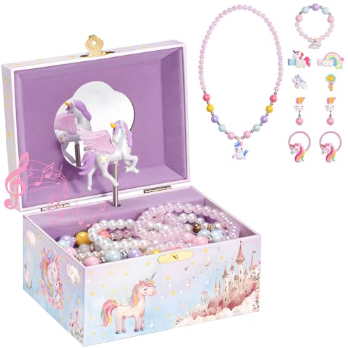 ProCase Kinder Musik Box Schmuckkästchen mit Spieluhr Einhorn, Schmuckschatulle mit Melodie für Mädchen (Box ProCase Kinder Musik Box Schmuckkästchen mit Spieluhr Einhorn, Schmuckschatulle mit Melodie für Mädchen (Box von ProCase