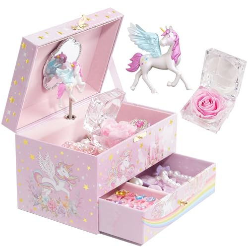 ProCase Kinder Musik Box Schmuckkästchen mit Spieluhr Einhorn & Konservierte Blumen, Schmuckschatulle mit Melodie für Mädchen -You Are My Sunshine ProCase Kinder Musik Box Schmuckkästchen mit Spieluhr Einhorn & Konservierte Blumen, Schmuckschatulle mit Melodie für Mädchen -You Are My Sunshine von ProCase