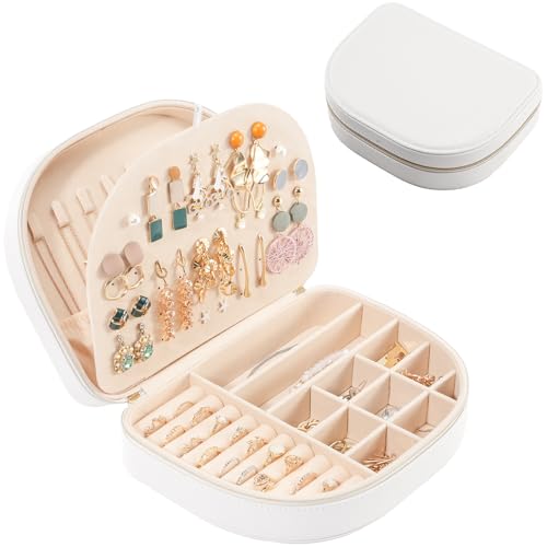 ProCase Reise Schmuckkästchen, Große Schmuckschatulle für Damen PU-Leder Aufbewahrungsbox Schmucketui Schmuckbox Schmuckaufbewahrung für Ringe Ohrringe Halsketten Geschenk- Weiß ProCase Reise Schmuckkästchen, Große Schmuckschatulle für Damen PU-Leder Aufbewahrungsbox Schmucketui Schmuckbox Schmuckaufbewahrung für Ringe Ohrringe Halsketten Geschenk- Weiß von ProCase