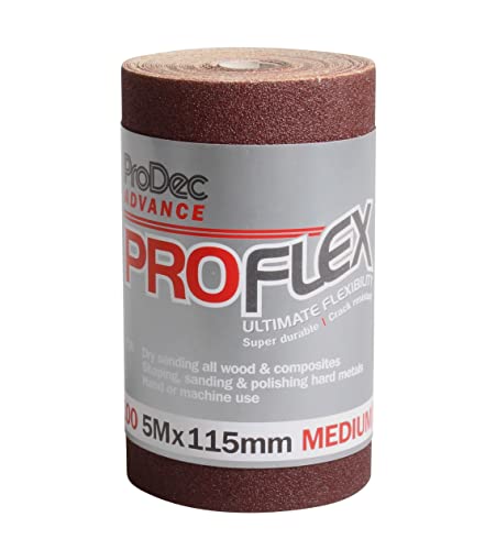 ProDec Advance 5-m-Rolle, Körnung 100, mittelfeine, ProFlex, ultraflexibles, rissbeständiges Aluminiumoxid-Schleifpapier zum Schleifen von Holz, Farbe, Putz, Spachtelmasse, Metall und mehr ProDec Advance 5-m-Rolle, Körnung 100, mittelfeine, ProFlex, ultraflexibles, rissbeständiges Aluminiumoxid-Schleifpapier zum Schleifen von Holz, Farbe, Putz, Spachtelmasse, Metall und mehr von ProDec Advance