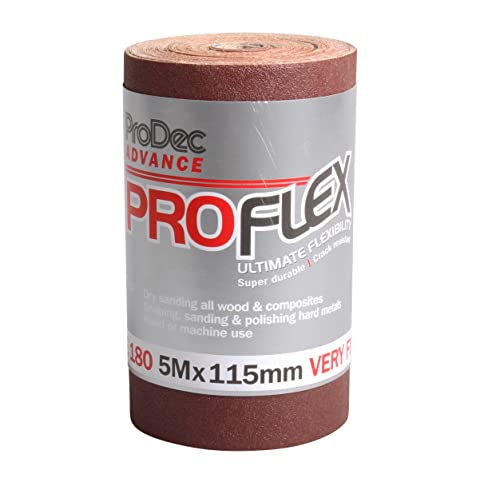 ProDec Advance 5-m-Rolle, Körnung 180, sehr feine, ProFlex, ultraflexibles, rissbeständiges Aluminiumoxid-Schleifpapier zum Schleifen von Holz, Farbe, Putz, Spachtelmasse, Metall und mehr ProDec Advance 5-m-Rolle, Körnung 180, sehr feine, ProFlex, ultraflexibles, rissbeständiges Aluminiumoxid-Schleifpapier zum Schleifen von Holz, Farbe, Putz, Spachtelmasse, Metall und mehr von ProDec Advance
