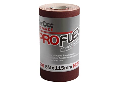 ProDec Advance 5-m-Rolle, Körnung 240, extrafeine, ProFlex, ultraflexibles, rissbeständiges Aluminiumoxid-Schleifpapier zum Schleifen von Holz, Farbe, Putz, Spachtelmasse, Metall und mehr ProDec Advance 5-m-Rolle, Körnung 240, extrafeine, ProFlex, ultraflexibles, rissbeständiges Aluminiumoxid-Schleifpapier zum Schleifen von Holz, Farbe, Putz, Spachtelmasse, Metall und mehr von ProDec Advance