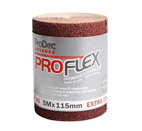 ProDec Advance 5-m-Rolle, Körnung 40, extra grob, ProFlex, ultraflexibles, rissbeständiges Aluminiumoxid-Schleifpapier zum Schleifen von Holz, Farbe, Putz, Spachtelmasse, Metall und mehr ProDec Advance 5-m-Rolle, Körnung 40, extra grob, ProFlex, ultraflexibles, rissbeständiges Aluminiumoxid-Schleifpapier zum Schleifen von Holz, Farbe, Putz, Spachtelmasse, Metall und mehr von ProDec Advance