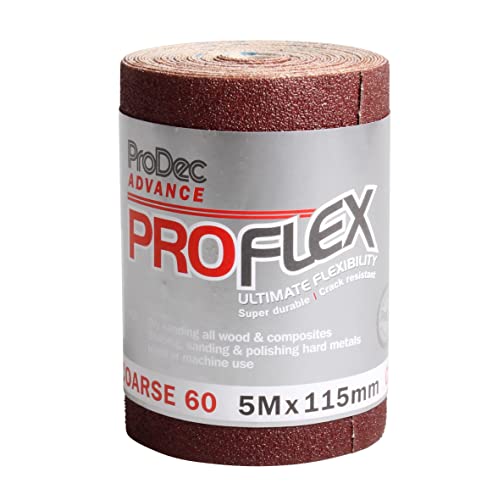 ProDec Advance 5-m-Rolle, Körnung 60, grob, ProFlex, ultraflexibles, rissbeständiges Aluminiumoxid-Schleifpapier zum Schleifen von Holz, Farbe, Putz, Spachtelmasse, Metall und mehr ProDec Advance 5-m-Rolle, Körnung 60, grob, ProFlex, ultraflexibles, rissbeständiges Aluminiumoxid-Schleifpapier zum Schleifen von Holz, Farbe, Putz, Spachtelmasse, Metall und mehr von ProDec Advance