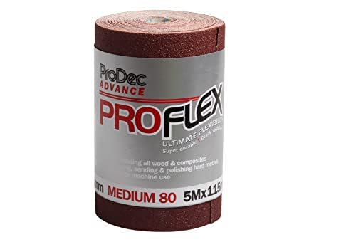 ProDec Advance 5-m-Rolle, Körnung 80, mittlere, ProFlex, ultraflexibles, rissbeständiges Aluminiumoxid-Schleifpapier zum Schleifen von Holz, Farbe, Putz, Spachtelmasse, Metall und mehr ProDec Advance 5-m-Rolle, Körnung 80, mittlere, ProFlex, ultraflexibles, rissbeständiges Aluminiumoxid-Schleifpapier zum Schleifen von Holz, Farbe, Putz, Spachtelmasse, Metall und mehr von ProDec Advance