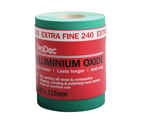 ProDec 10 m Rolle, extrafeine, grünes Aluminiumoxid-Schleifpapier mit Körnung 240 zum Schleifen von Holz, Farbe, Putz, Spachtelmasse, Metall & mehr; Schleifpapier, kompatibel mit Maschinenschleifern ProDec 10 m Rolle, extrafeine, grünes Aluminiumoxid-Schleifpapier mit Körnung 240 zum Schleifen von Holz, Farbe, Putz, Spachtelmasse, Metall & mehr; Schleifpapier, kompatibel mit Maschinenschleifern von ProDec
