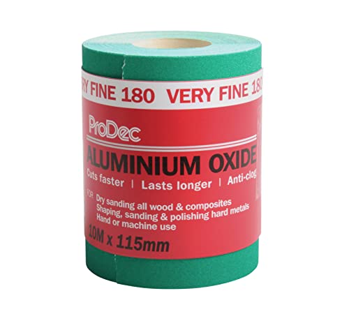 ProDec Schleifpapier, Körnung 180, sehr fein, Aluminiumoxid, 10 m x 115 mm, Rolle, grün ProDec Schleifpapier, Körnung 180, sehr fein, Aluminiumoxid, 10 m x 115 mm, Rolle, grün von ProDec