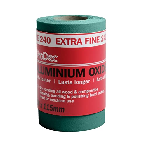 ProDec Schleifpapier, Körnung 240, extra fein, Aluminiumoxid, 5 m x 115 mm, Rolle, grün ProDec Schleifpapier, Körnung 240, extra fein, Aluminiumoxid, 5 m x 115 mm, Rolle, grün von ProDec
