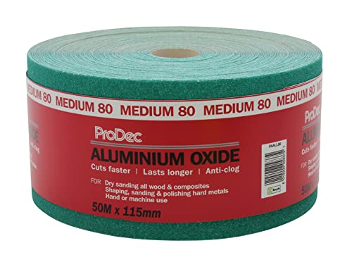 ProDec Schleifpapier, Körnung 80, mittelfein, Aluminiumoxid, 50 m x 115 mm, Rolle, grün ProDec Schleifpapier, Körnung 80, mittelfein, Aluminiumoxid, 50 m x 115 mm, Rolle, grün von ProDec