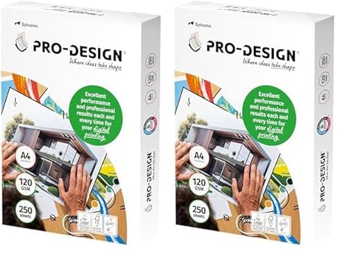 ProDesign Druckerpapier 250 Blatt weiß 120g A4 29,7 x 21 cm (Packung mit 2) von ProDesign