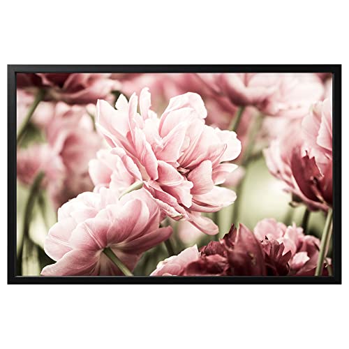 ProTuning BJÖRKSTA Bild mit Rahmen, 118x78cm, Hellrosa Tulpen/Schwarz von ProTuning