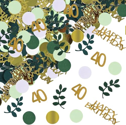 200 Stück Grüne & Goldene Konfetti für 40. Geburtstag, Tischdeko, Streudeko & Partyzubehör für Frauen & Männer, Festliche Dekoration zum 40. Jahrestag, Ideal für Geburtstagsfeiern von Probuk