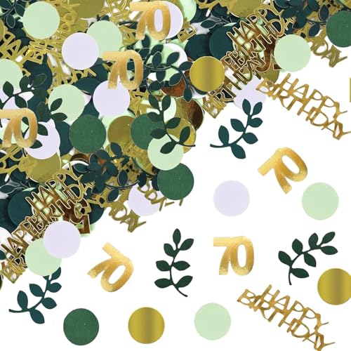 200 Stück Grüne & Goldene Konfetti für 70. Geburtstag, Tischdeko, Streudeko & Partyzubehör für Frauen & Männer, Festliche Dekoration zum 70. Jahrestag, Ideal für Geburtstagsfeiern von Probuk