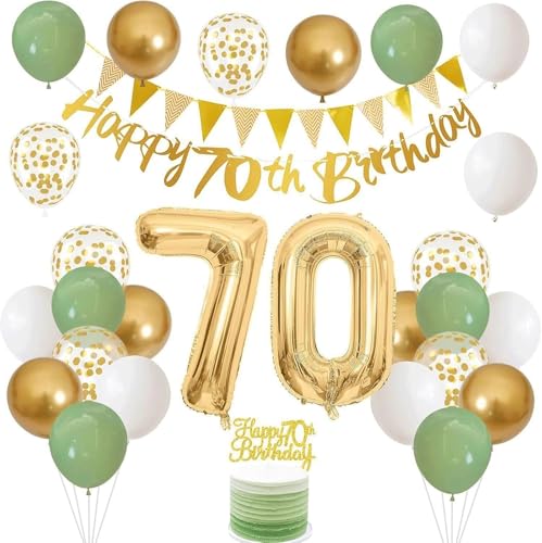 70. Geburtstag Deko-Set Grün & Gold, 70. Birthday Komplettset mit Ballons, Banner & Girlanden, Wiederverwendbare Partydekoration für Frauen & Männer 70. Geburtstag Deko-Set Grün & Gold, 70. Birthday Komplettset mit Ballons, Banner & Girlanden, Wiederverwendbare Partydekoration für Frauen & Männer von Probuk