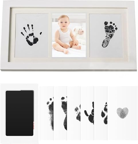 Probuk Baby Hand- & Fußabdruck Set, Fotoalbum 33x18cm, Lehm Abdrücke, Holz Fotorahmen, Neugeborene, Babyparty Deko, Kinderzimmer Dekoration, Erinnerungsset, Baby Fußabdruck Set für Eltern Probuk Baby Hand- & Fußabdruck Set, Fotoalbum 33x18cm, Lehm Abdrücke, Holz Fotorahmen, Neugeborene, Babyparty Deko, Kinderzimmer Dekoration, Erinnerungsset, Baby Fußabdruck Set für Eltern von Probuk
