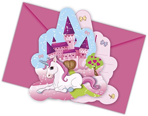 12-teiliges Einladungs-Set Unicorn für Kindergeburtstag oder Mottoparty von Procos