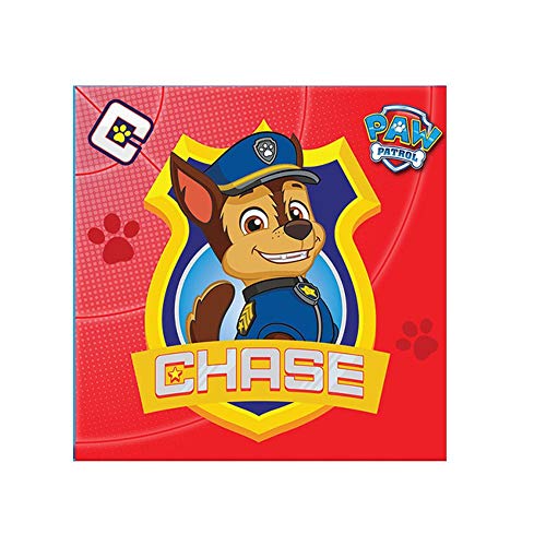 Procos 89777 - Servietten Paw Patrol, 20 Stück, Größe 33 x 33 cm, Mundtuch, Kindergeburtstag, Partygeschirr, Tischdekoration, Red von Procos