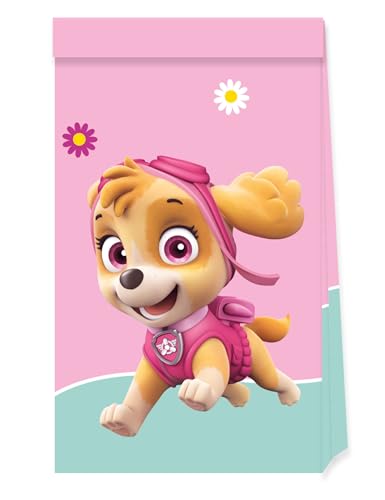 4 Paw Patrol Papiertüten 22 x 13 cm rosa von Procos