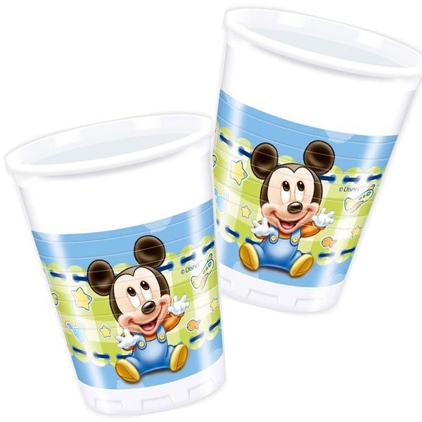 8 Mickey Baby Plastikbecher 200ml, Trinkbecher für Disney Partys 8 Mickey Baby Plastikbecher 200ml, Trinkbecher für Disney Partys von Procos
