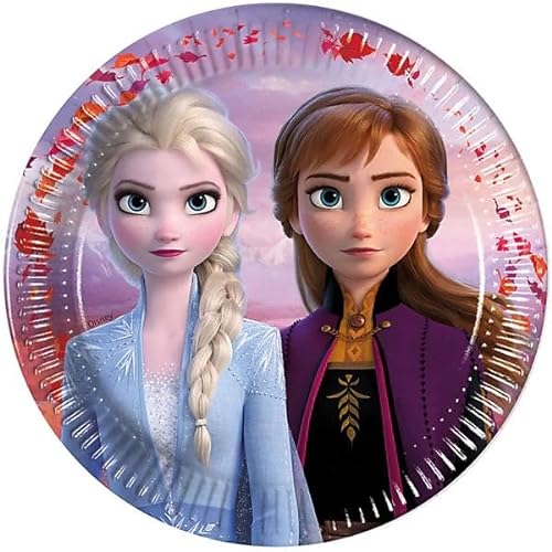 8 Partyteller * Frozen 2 * von Disney für Kindergeburtstag oder Mottoparty | Ø16cm, Pappe | Teller Party Motto Eiskönigin ELSA Anna von Procos