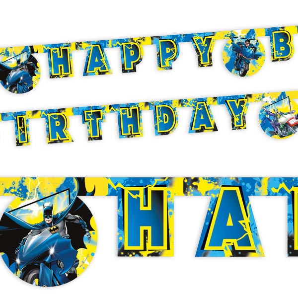 Batman Buchstabenkette, 2m lang, Happy Birthday von Procos