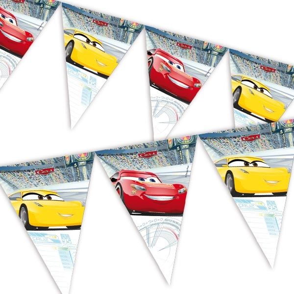 Cars 3 - Wimpelkette mit gelbem und rotem Rennwagen, 1 Stück, 2,3m von Procos
