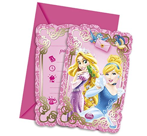 Disney Prinzessinnen Rapunzel, Schneewittchen und Co. 6 Einladungskarten Kindergeburtstag von Procos